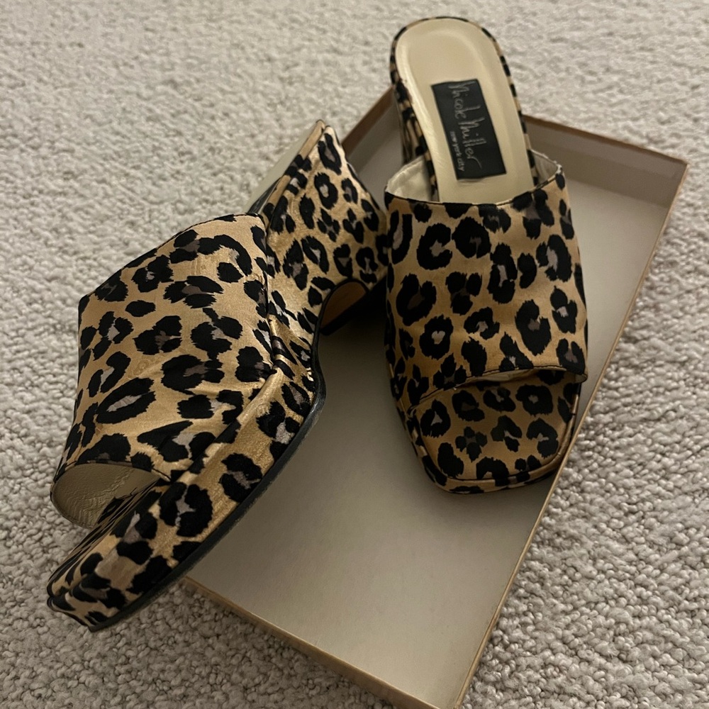 Nicole Miller Leopard Print Platform Sandals